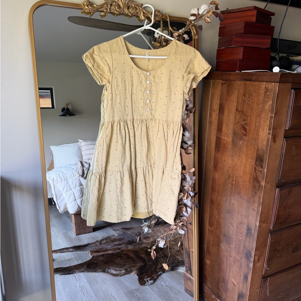 Rylee+Cru Yellow Button-Front Dress